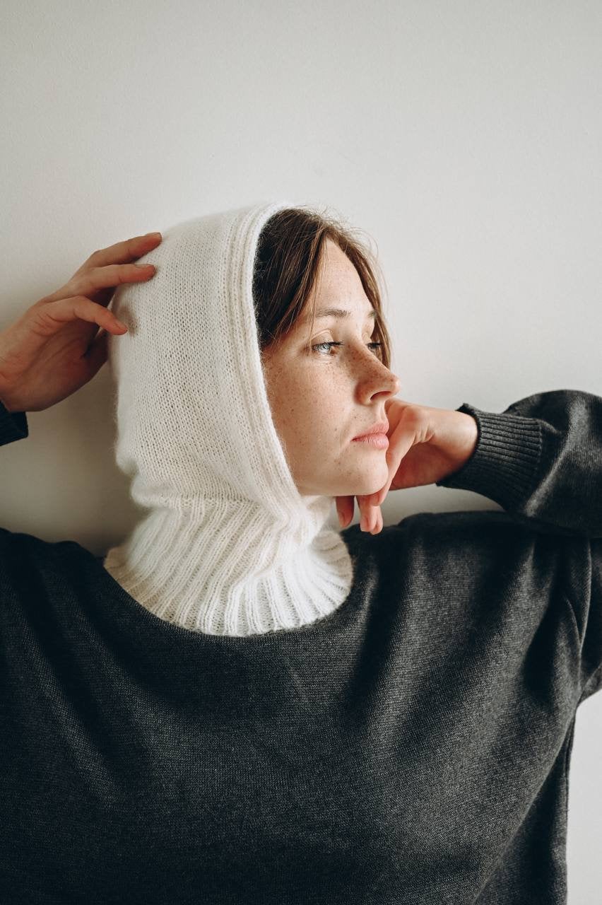 Handmade Angora Knitted Hood: Chunky Winter Neck Warmer