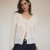 Handmade White Mohair Knit Cardigan: Cozy Lightweight Sweater
