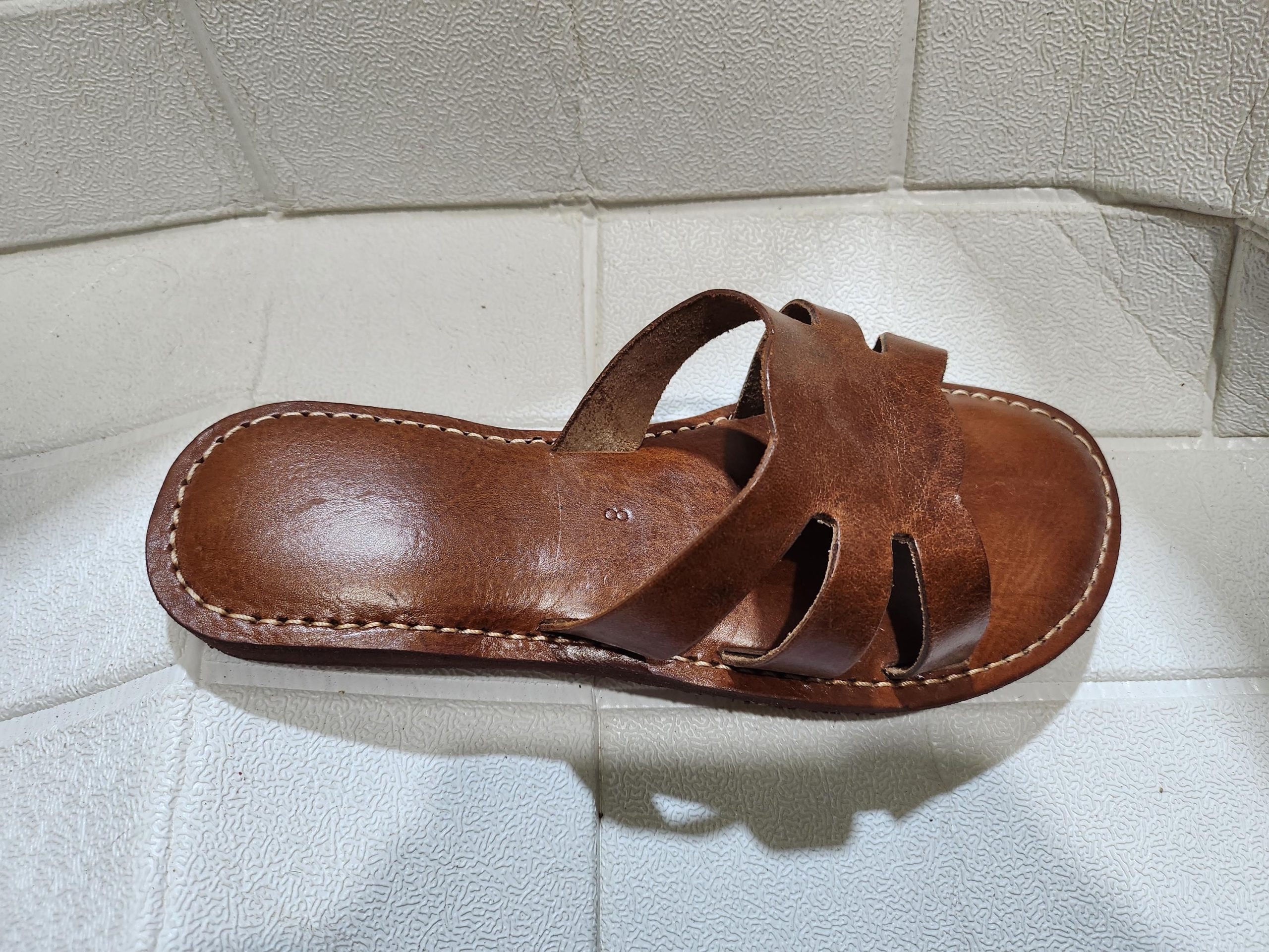 Handmade Moroccan Leather Sandals For Women - Summer Sandals - Brown Leather Slide Sandal - Womens Slippers - Casual Leather Summer Shoes