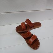 Handmade Moroccan Leather Sandals – Woven Double Strap Flat Slides – Boho Summer Slippers For Women – Comfy Brown Artisan Shoes (eu 37–42)