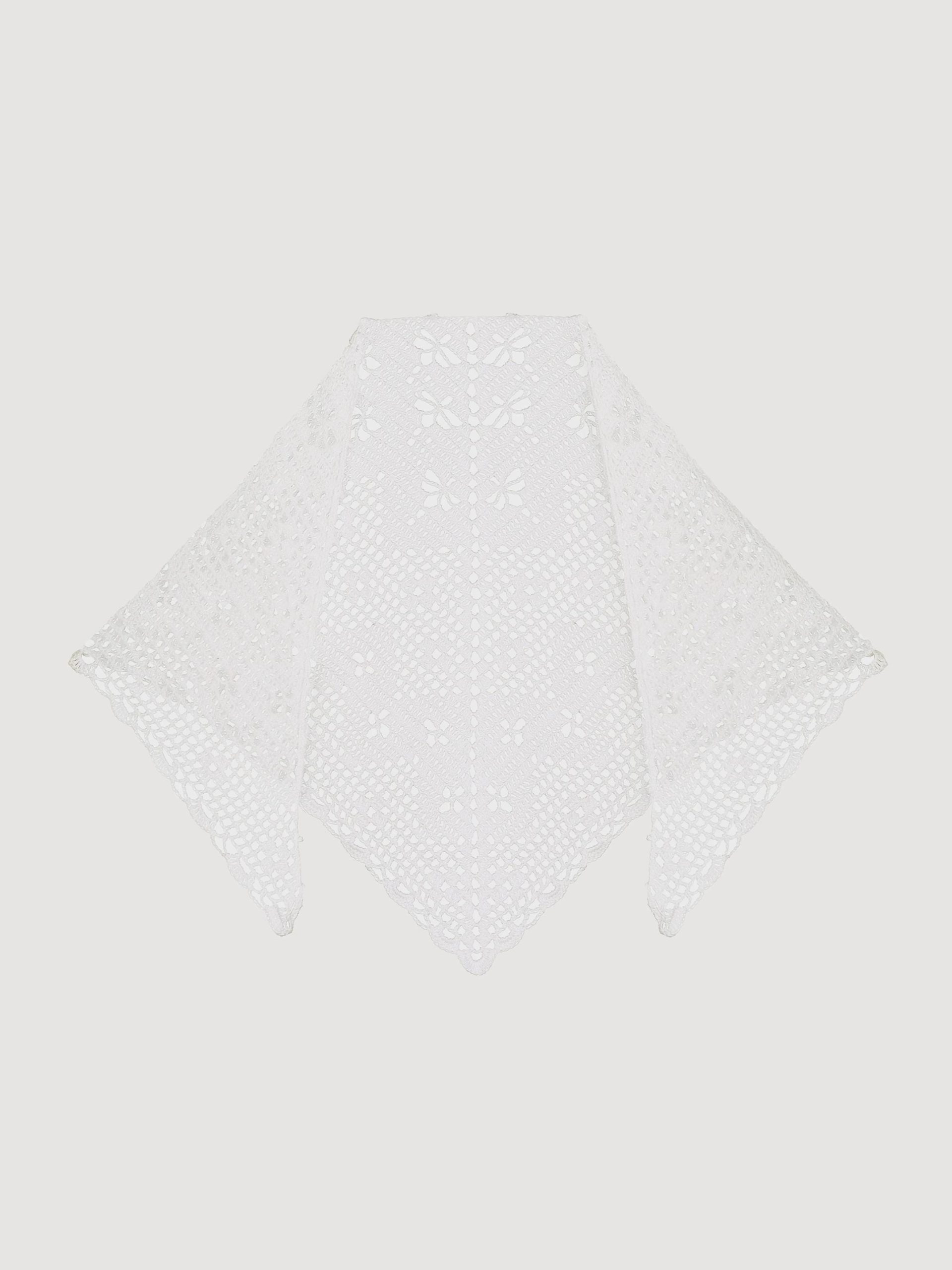 Hand-crocheted Cotton Lace Headwrap: Milky White Triangle Scarf