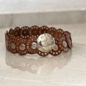 Leather Concho Belt 110 Cm (43.3 In) – Vintage Medieval Waist Belt Gift For Women