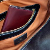 Black Leather Duffle Bag With Lining Inside /