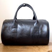 Black Leather Duffle Bag With Lining Inside /