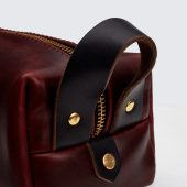 Leather Dopp Kit Bag In Horween Burgundy Chromexcel