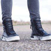 Men's Genuine Leather Sneakers Boots Mens Black For