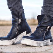 Men's Genuine Leather Sneakers Boots Mens Black For