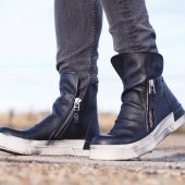 Men's Genuine Leather Sneakers Boots Mens Black For