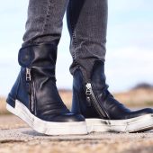 Men's Genuine Leather Sneakers Boots Mens Black For