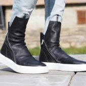 Men's Genuine Leather Sneakers Boots Mens Black For