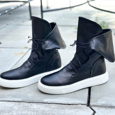 Men's Genuine Leather Sneakers Boots Mens Black For