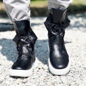 Men's Genuine Leather Sneakers Boots Mens Black For