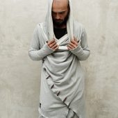 Misty Grey Jedi Style Cotton Hoodie: Dystopian Festival
