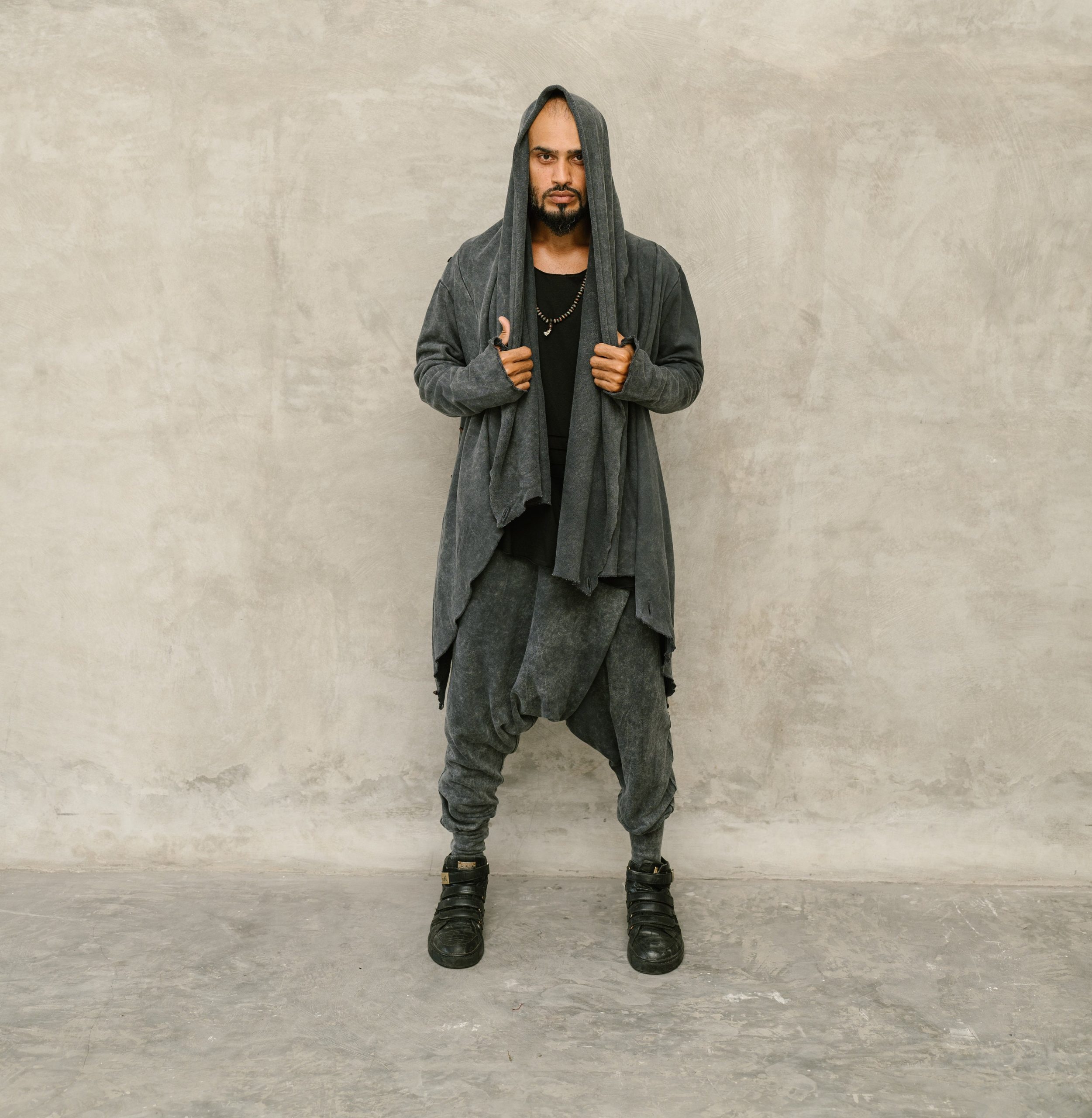 Stonewashed Grey Jedi Hoodie: Cotton Festival Robe