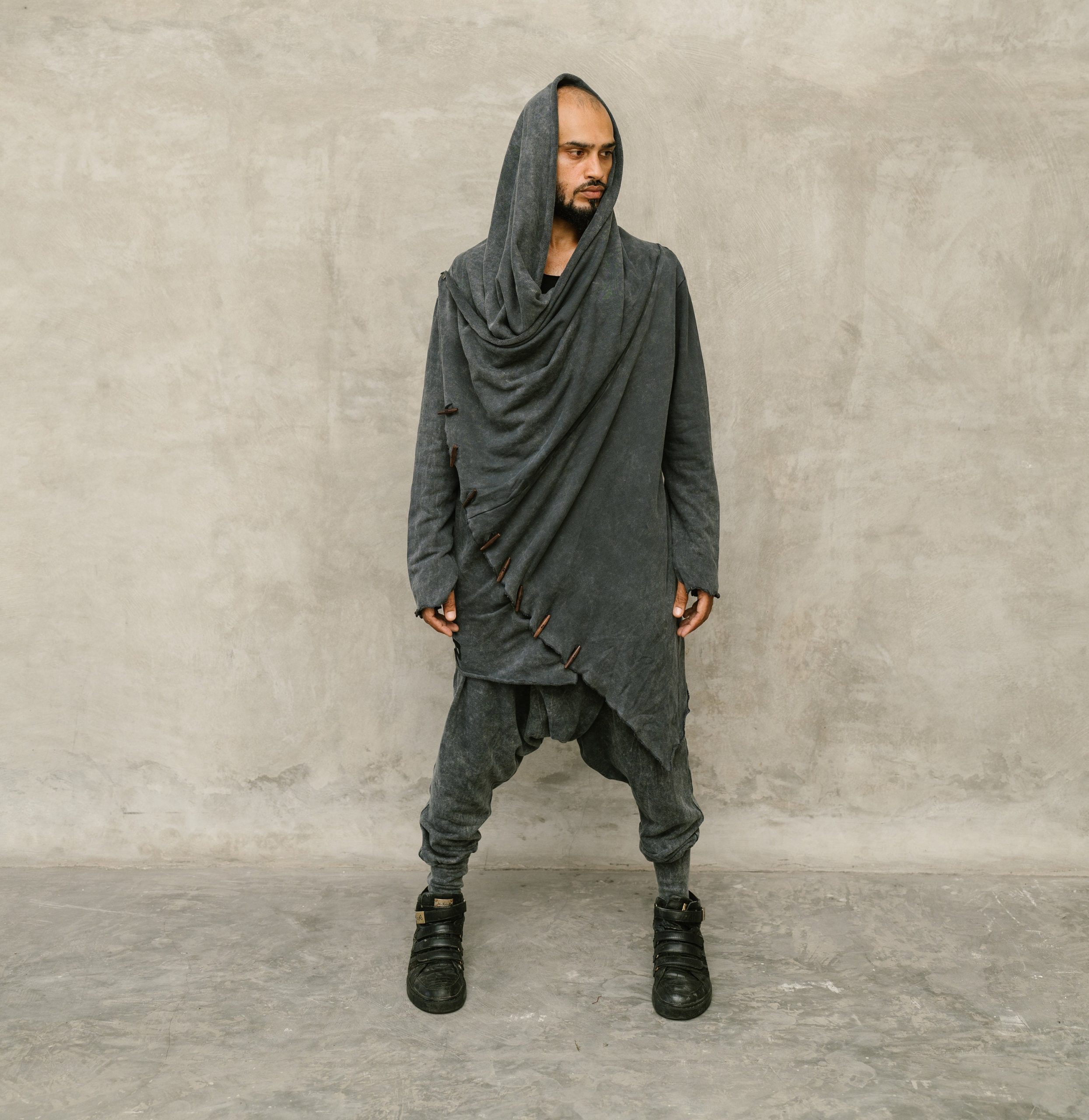 Stonewashed Grey Jedi Hoodie: Cotton Festival Robe