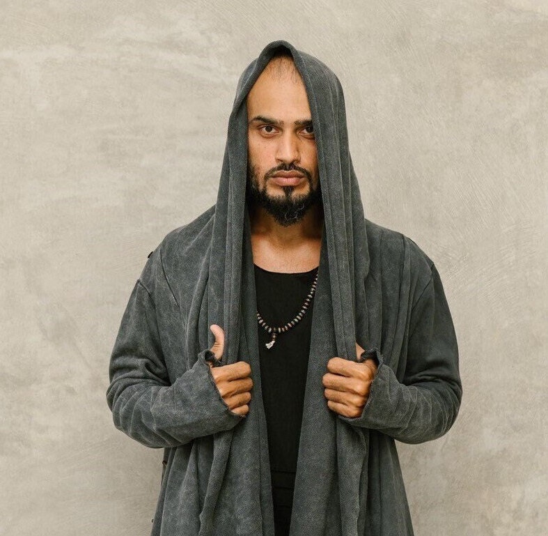Stonewashed Grey Jedi Hoodie: Cotton Festival Robe