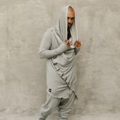 Misty Grey Jedi Style Cotton Hoodie: Dystopian Festival