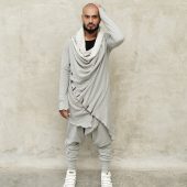 Misty Grey Jedi Style Cotton Hoodie: Dystopian Festival