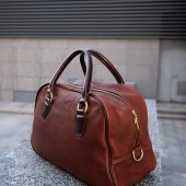 Brown Leather Duffle Bag: Brass Hardware Mens Weekender