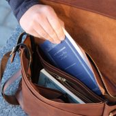 Personalized Leather Laptop Messenger Bag: Light Brown Monogrammed