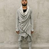 Misty Grey Jedi Style Cotton Hoodie: Dystopian Festival