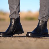 Men S Black Leather Combat Boots Handmade High