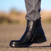 Men S Black Leather Combat Boots Handmade High