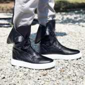 Men's Genuine Leather Sneakers Boots Mens Black For